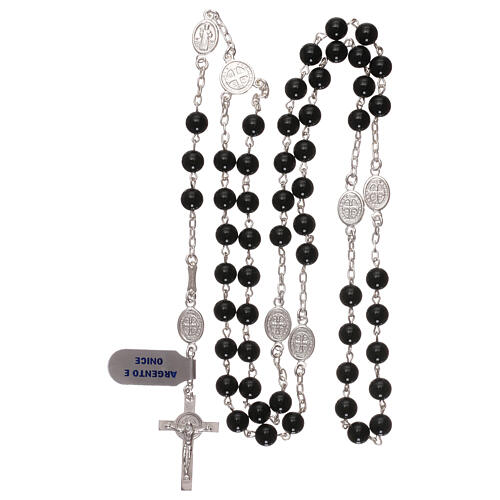 Rosary of Saint Benedict, 925 silver and onyx 4