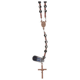 Rose rosary in cable with grey strass beads