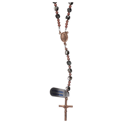 Rose rosary in cable with grey strass beads 1