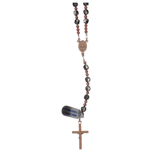 Rose rosary in cable with grey strass beads 2