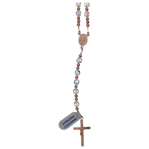 White strass rosary and rosé cross 2