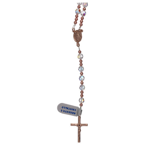 Rosary white strass and rosé finished cross 1