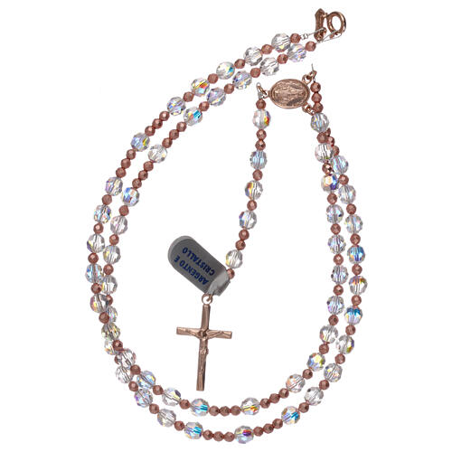 Rosary white strass and rosé finished cross 4