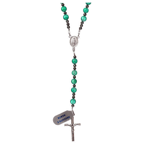 Rosary in 925 silver and green agate 1