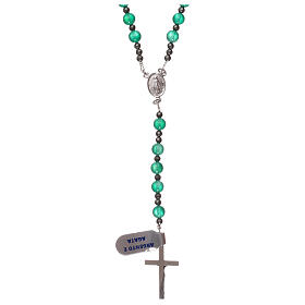 Rosary 925 silver and green agate
