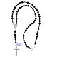 Rosary with cross in 925 silver and cube beads in black glass s3