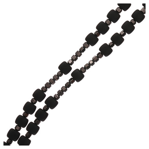 Chapelet Noir Bois Avec Croix Pape François - Coffret Souvenir Communion, Confirmation Ou Cadeau Religieux