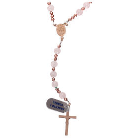 Rosary in rosé 925 silver and rose quartz