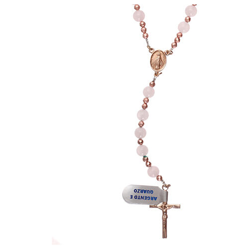 Rosary in rosé 925 silver and rose quartz 1
