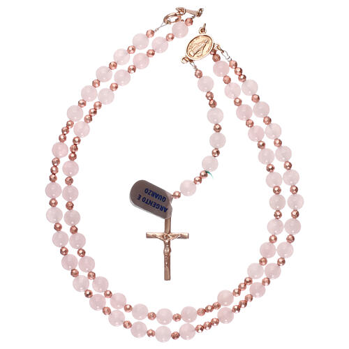 Rosary in rosé 925 silver and rose quartz 4