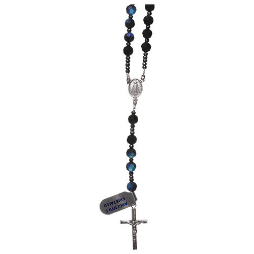 Rosary in 925 silver and black satin crystal 1