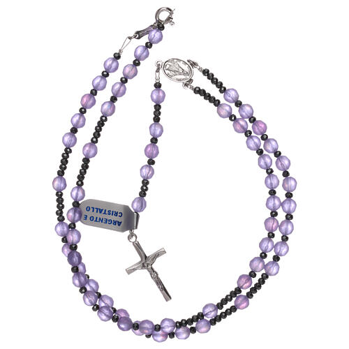 Rosary in lilac satin crystal and 925 silver 4