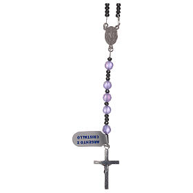 Crystal rosary satin-finished lilac beads and 925 silver
