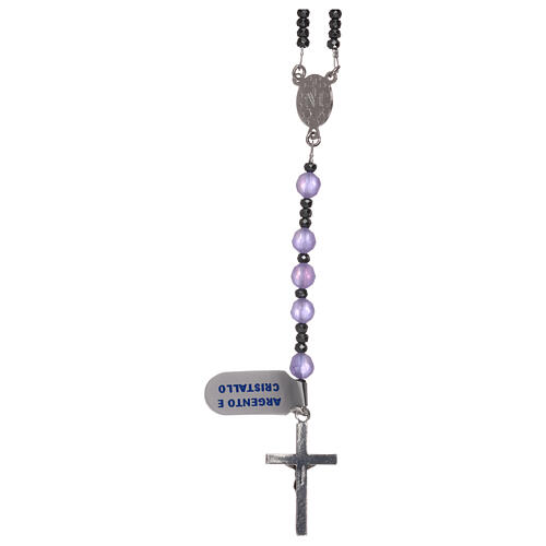 Crystal rosary satin-finished lilac beads and 925 silver 2