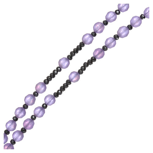 Crystal rosary satin-finished lilac beads and 925 silver 3