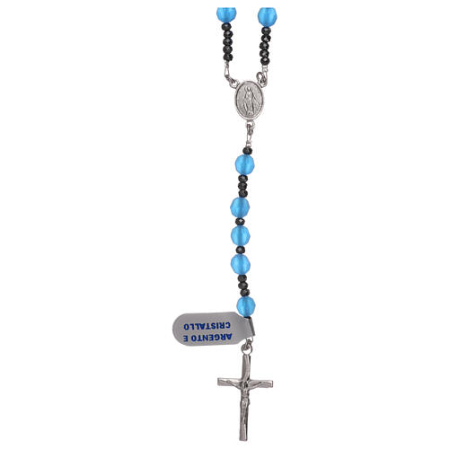 Rosario croce argento 925 e grani cristallo satinato blu 1