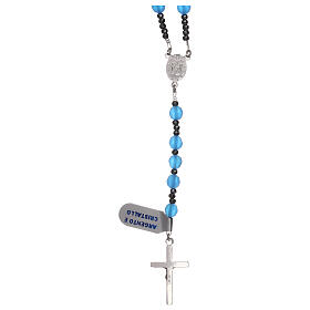 Rosary 925 silver cross and crystal satin-finished blue beads