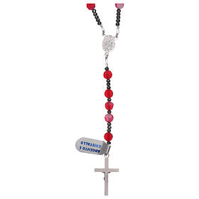 Rosary in satin red crystal and 925 silver