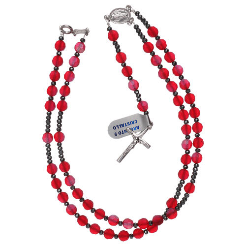 Rosary in satin red crystal and 925 silver 4