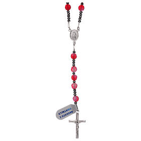 Crystal rosary satin-finished red beads and 925 silver