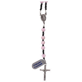 Rosary 925 silver and pink satin-finished crystal