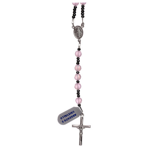 Rosary 925 silver and pink satin-finished crystal 1