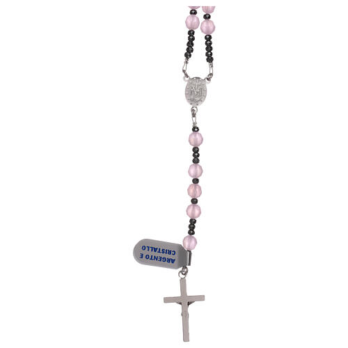 Rosary 925 silver and pink satin-finished crystal 2