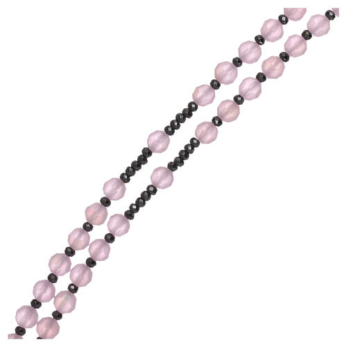Rosary 925 silver and pink satin-finished crystal 3