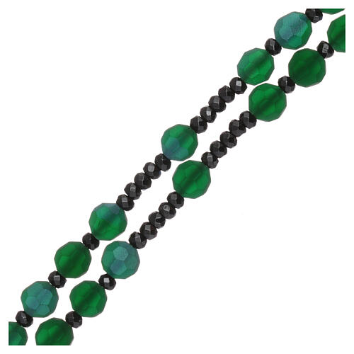 Różaniec koraliki kryształ satynowany zielony i srebro 925 3