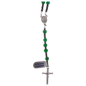 Rosary satin-finished crystal green beads and 925 silver