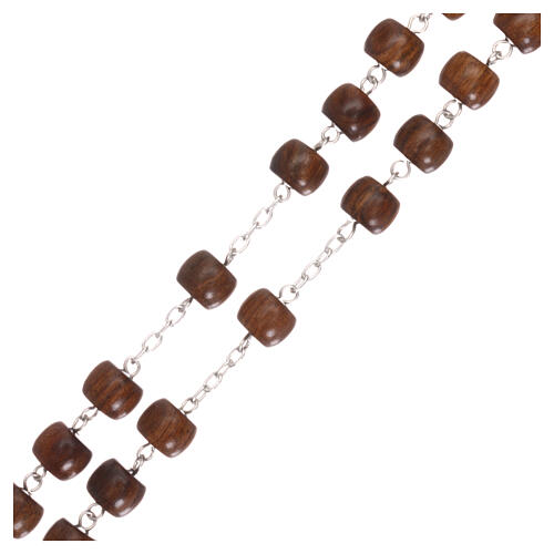 Rosary with cross and cross in 925 silver and wooden barrel beads 3