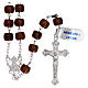 Rosary with cross and cross in 925 silver and wooden barrel beads s1