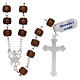 Rosary 925 silver cross and medal and cylindrical wood beads s2