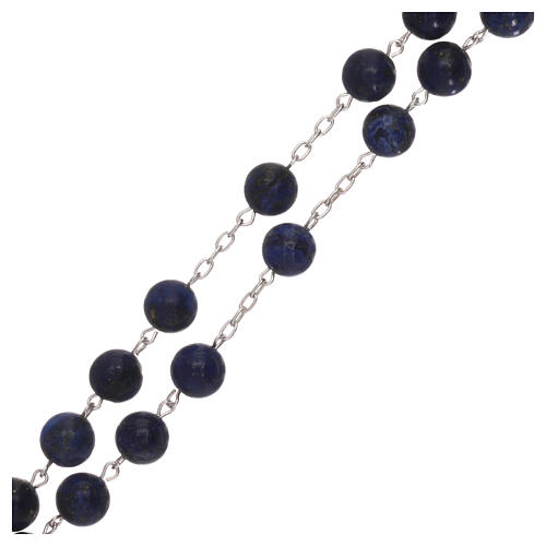 Rosary lapis lazuli beads with cross and medal of 925 silver 3