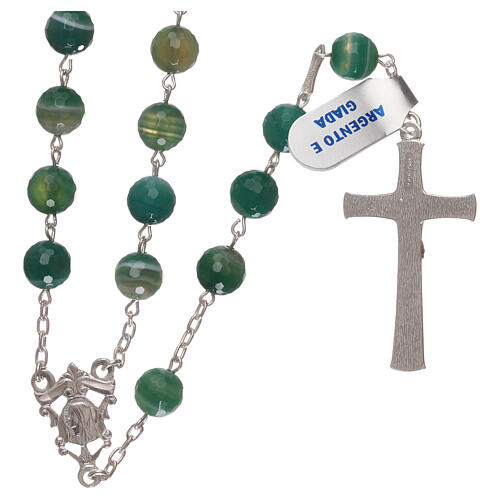 Rosary with cross in 925 silver and jade beads 2