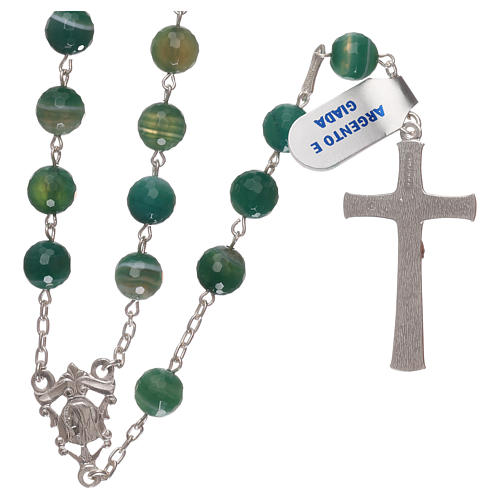 Chapelet croix et médaille argent 925 et grains jade 2