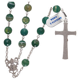 Rosary cross and medal 925 silver and jade beads