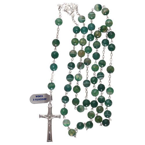 Rosary cross and medal 925 silver and jade beads 4