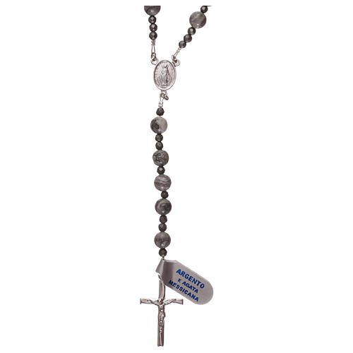 Rosary in 925 silver and Mexican agate beads with hematite 1