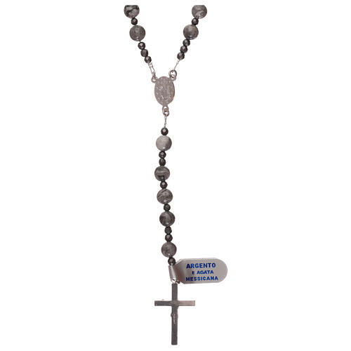 Rosario argento 925 e grani agata messicana con ematite 2