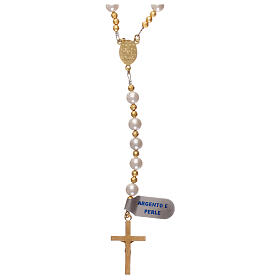 Rosary with pearls and golden 925 silver with hematite