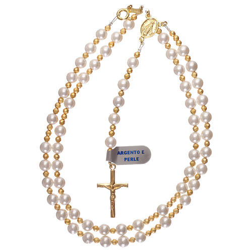 Rosary with pearls and golden 925 silver with hematite 4