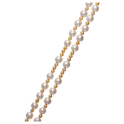 Rosario perlas y plata 925 dorada con hematites 3