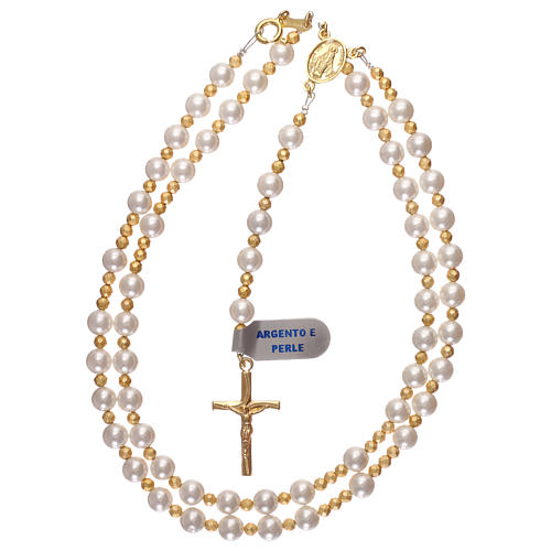 Rosario perle e argento 925 dorato con ematite 4