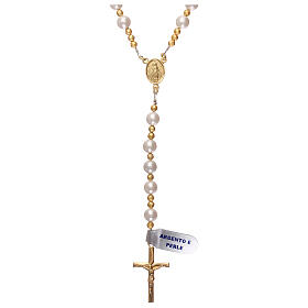 Rosary pearls and 925 gold-plated silver with hematite