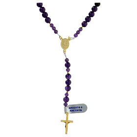 Rosary in amethyst and hematite with golden cross