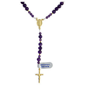 Rosary amethyst and hematite with gold cross and medal
