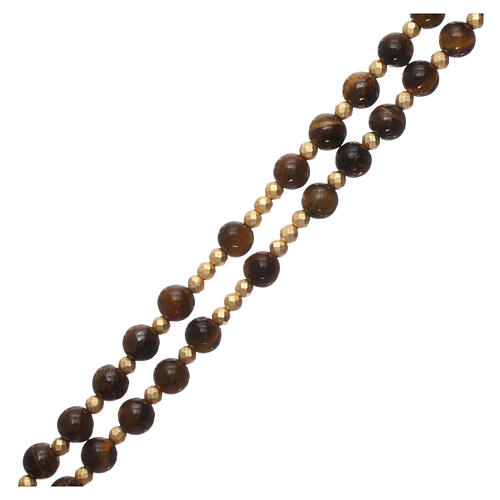 Tiger eye beads rosary and 925 silver cross with hematite 3