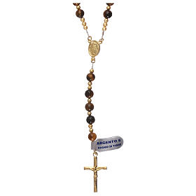 Rosary tiger eye beads 925 silver cross and hematite