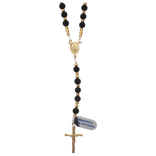 Rosary in golden silver 925 and volcanic lava with hematite 1